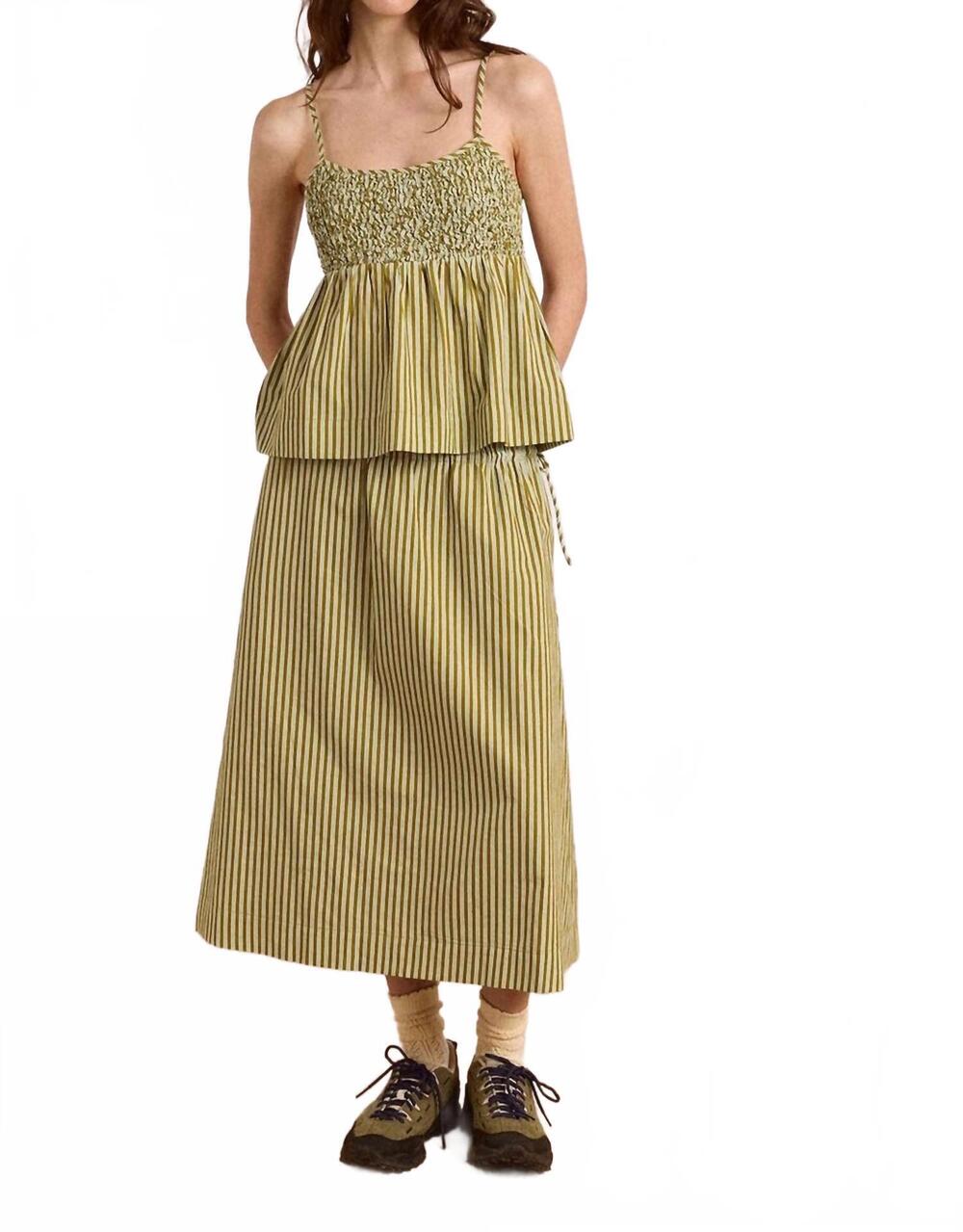 NEW DAMSON MADDER caspia volume midi skirt in basil